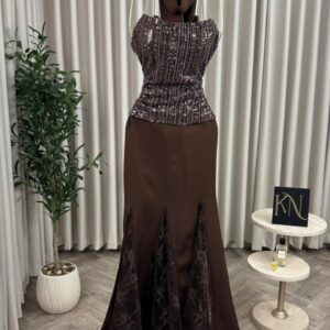 فساتين سهره لون بني