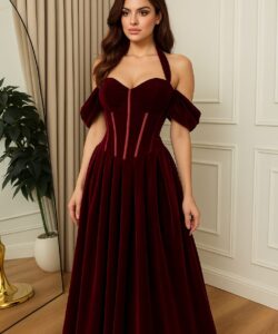 فساتين سهره لون نبيتى