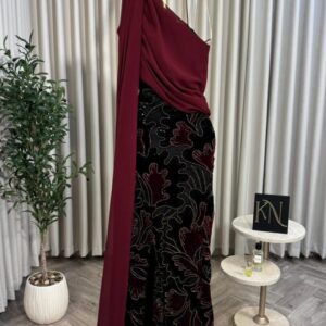 فساتين سهره لون نبيتى في اسود