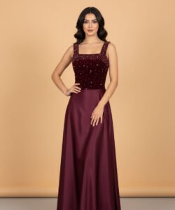 فساتين سهره لون نبيتى