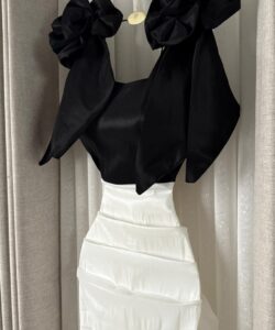 فستان سهرة لون ابيض فى اسود