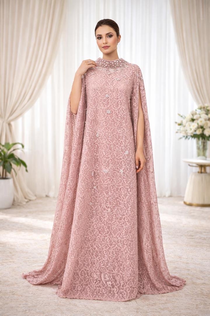 فستان سهرة لون وردي