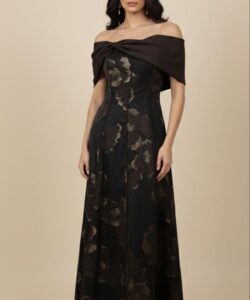 فستان سهره لون بني في اسود